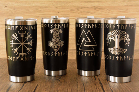 Norse Thermal Mug – Engraved Viking Travel Cup, 500ml Insulated Stainless Steel