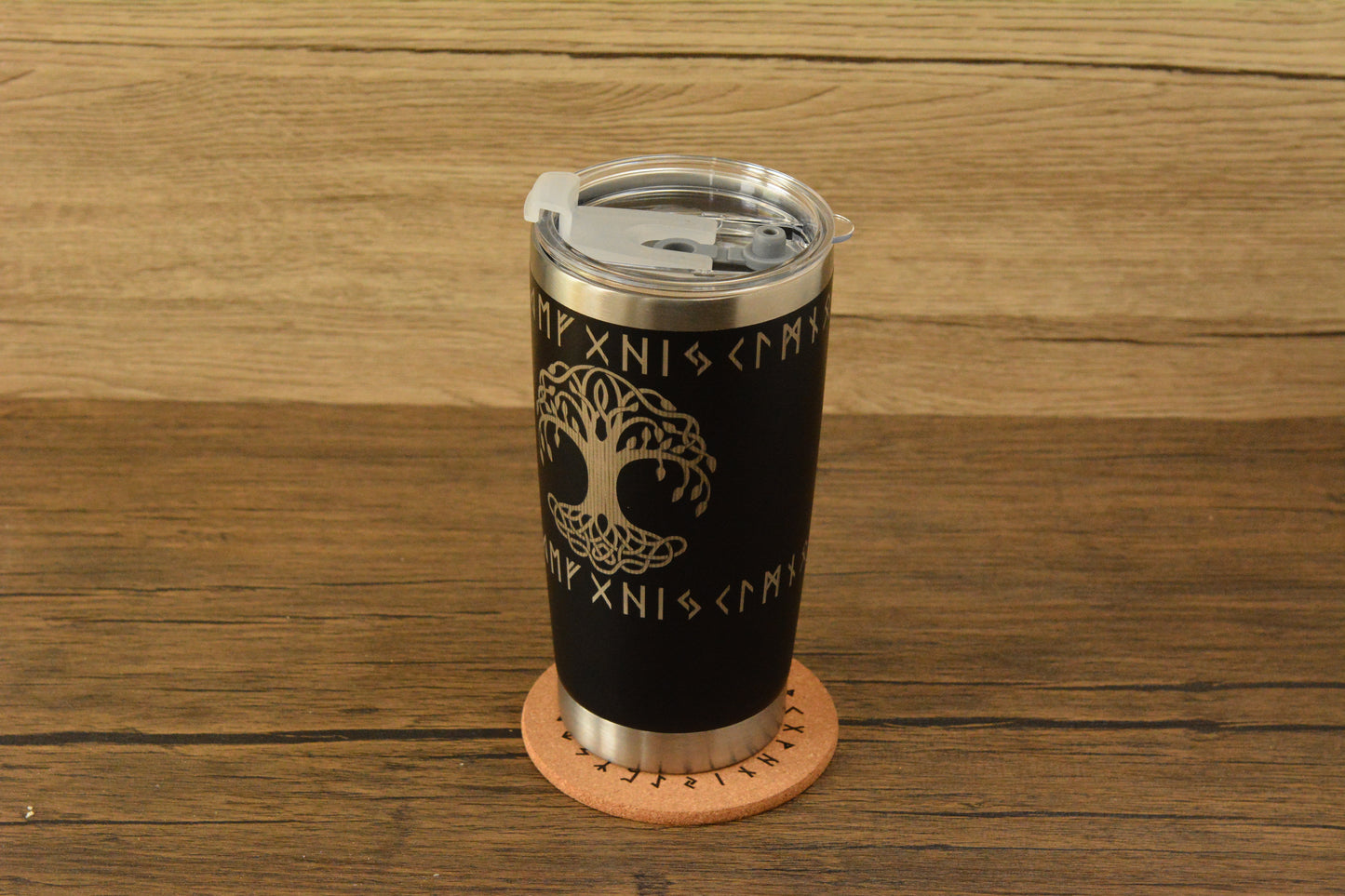 Yggdrasil Norse Tumbler & Coaster Gift Set – Engraved Viking Thermal Mug