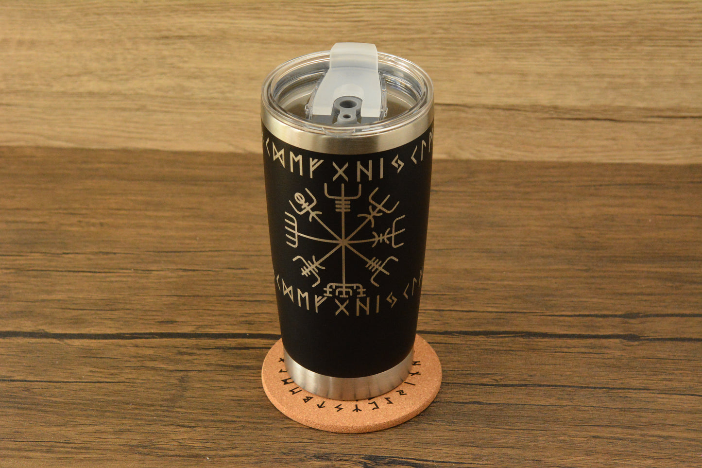 Vegvisir Norse Tumbler & Coaster Gift Set – Engraved Viking Thermal Mug