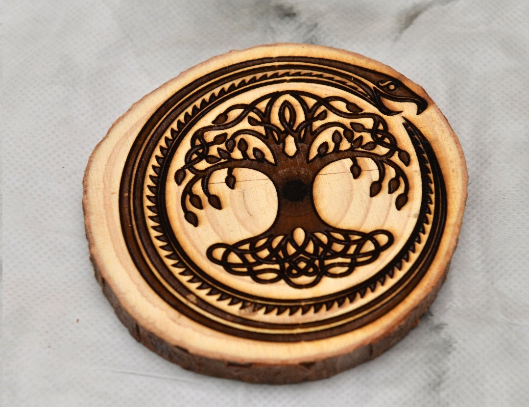 Norse Wooden Coasters – Laser Engraved Runes & Myth Symbols – A Viking Touch for Your Table