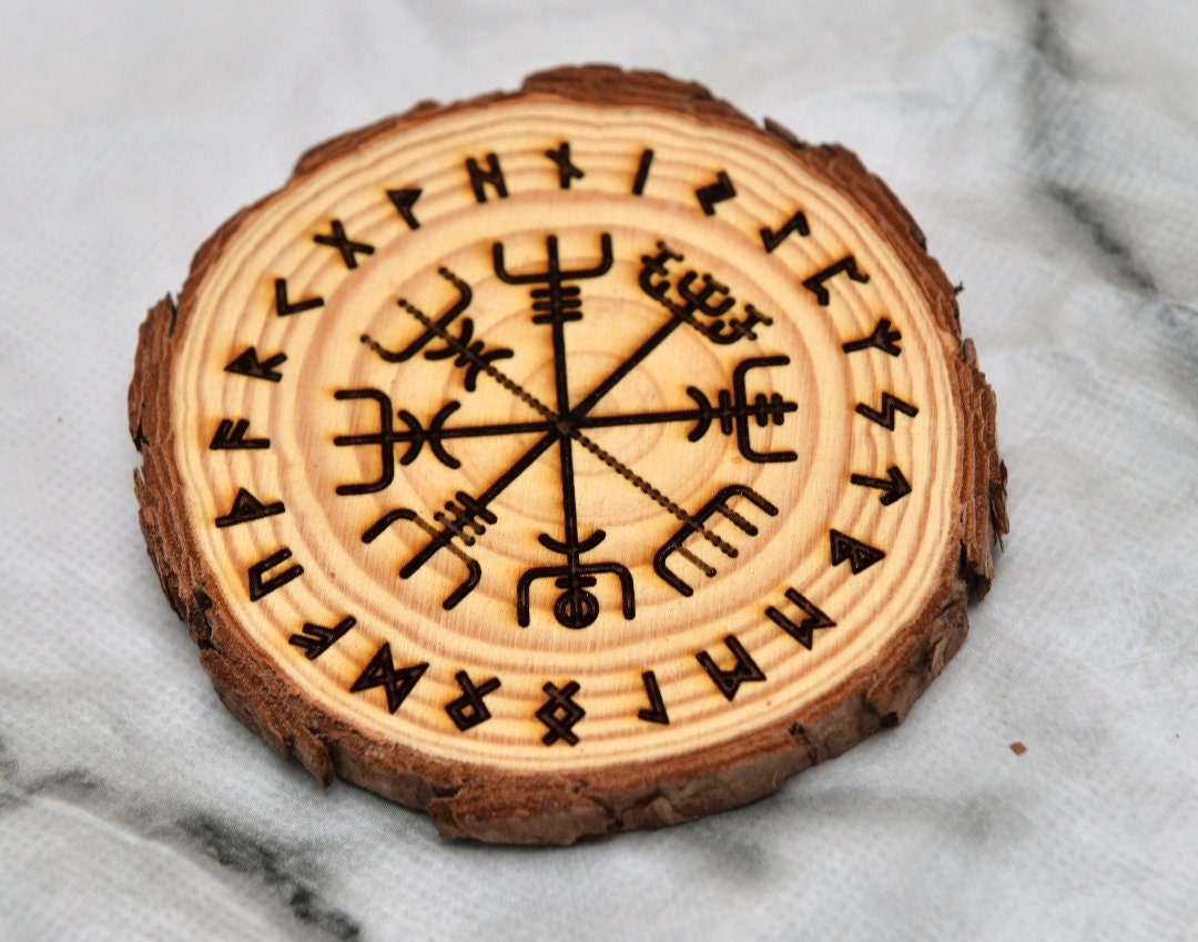 Norse Wooden Coasters – Laser Engraved Runes & Myth Symbols – A Viking Touch for Your Table