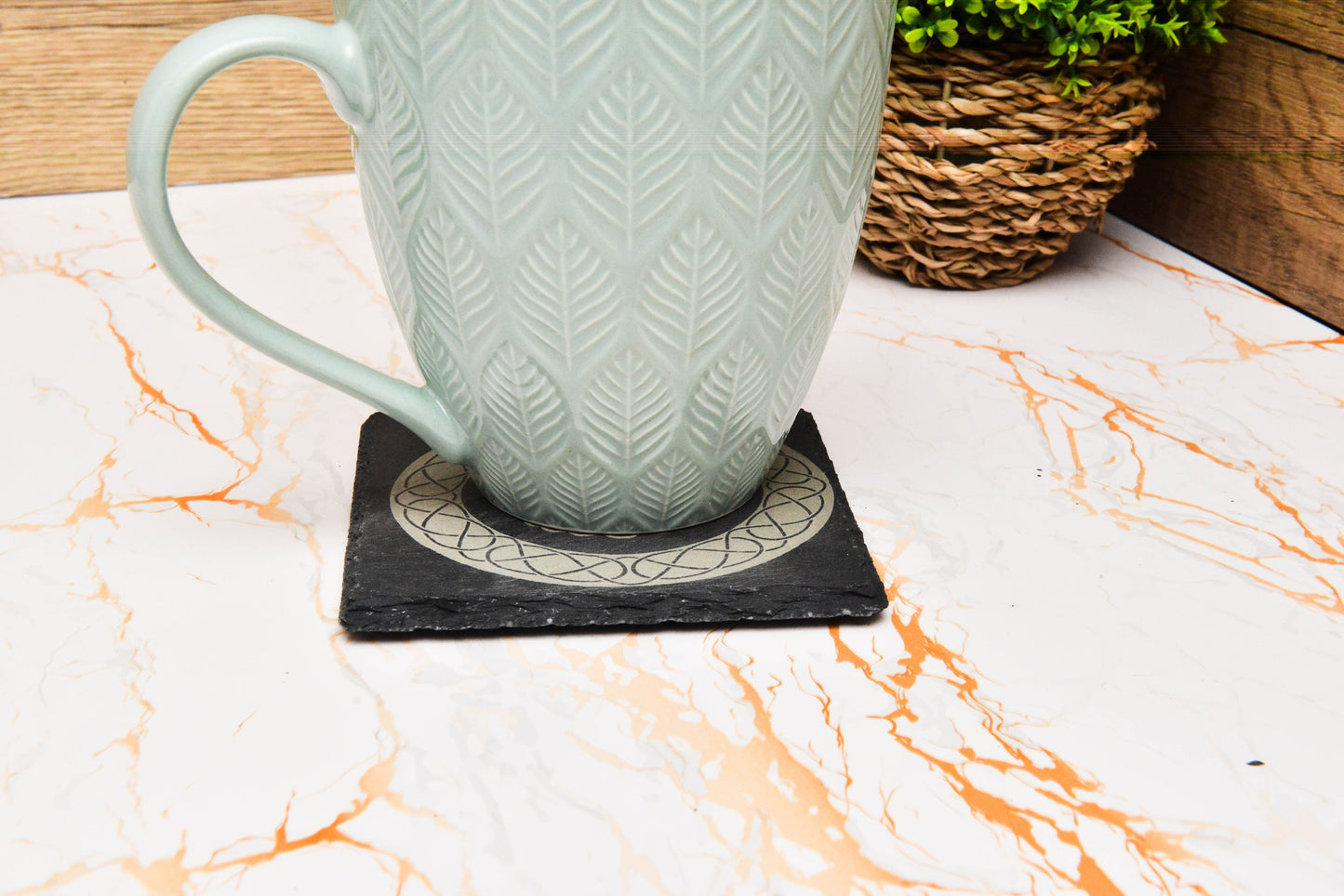 Celtic Tree of Life Slate Coaster – Engraved Stone for Pagan or Wiccan Decor
