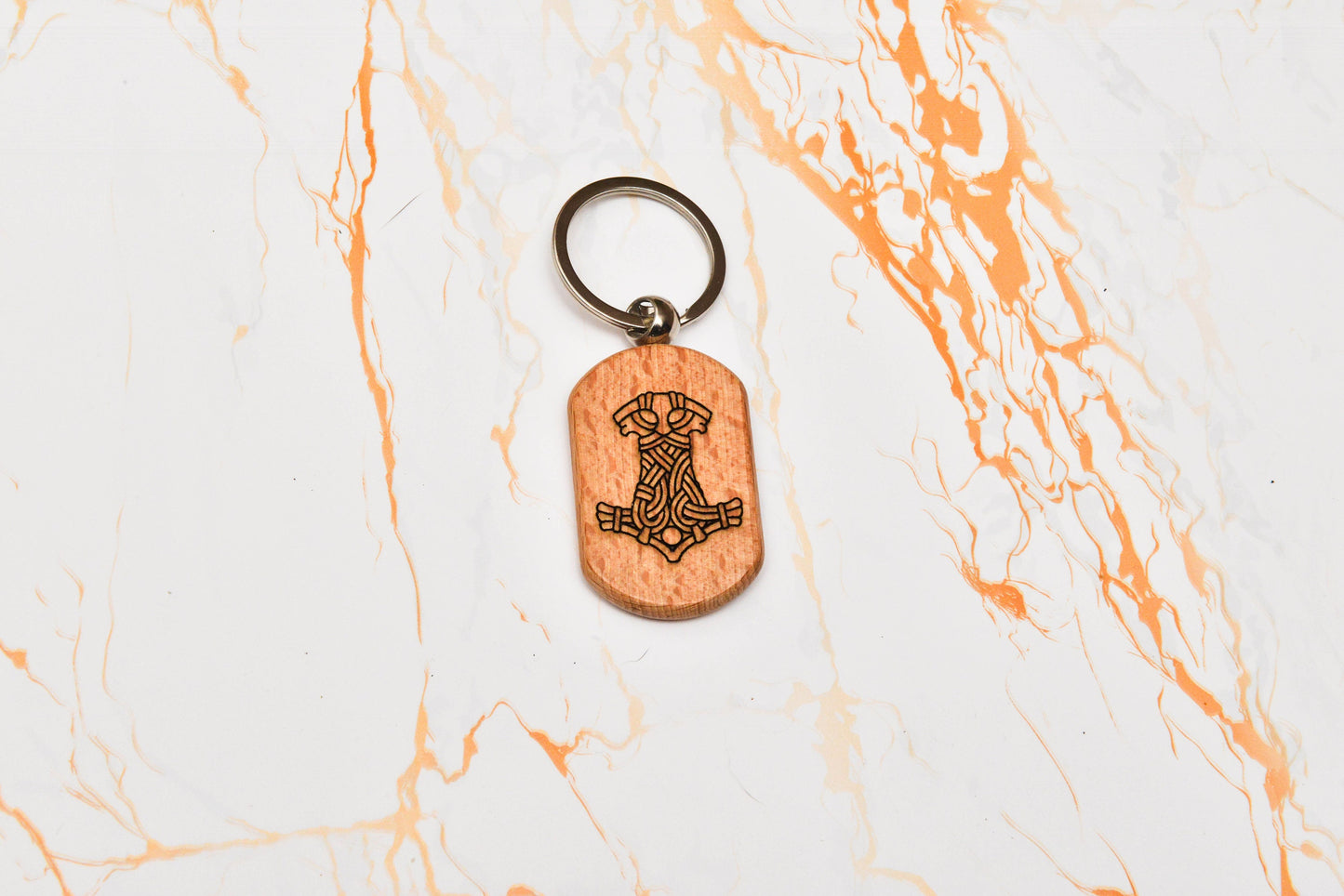 Engraved Viking Keyring – Wooden Norse Symbol Custom Keychain