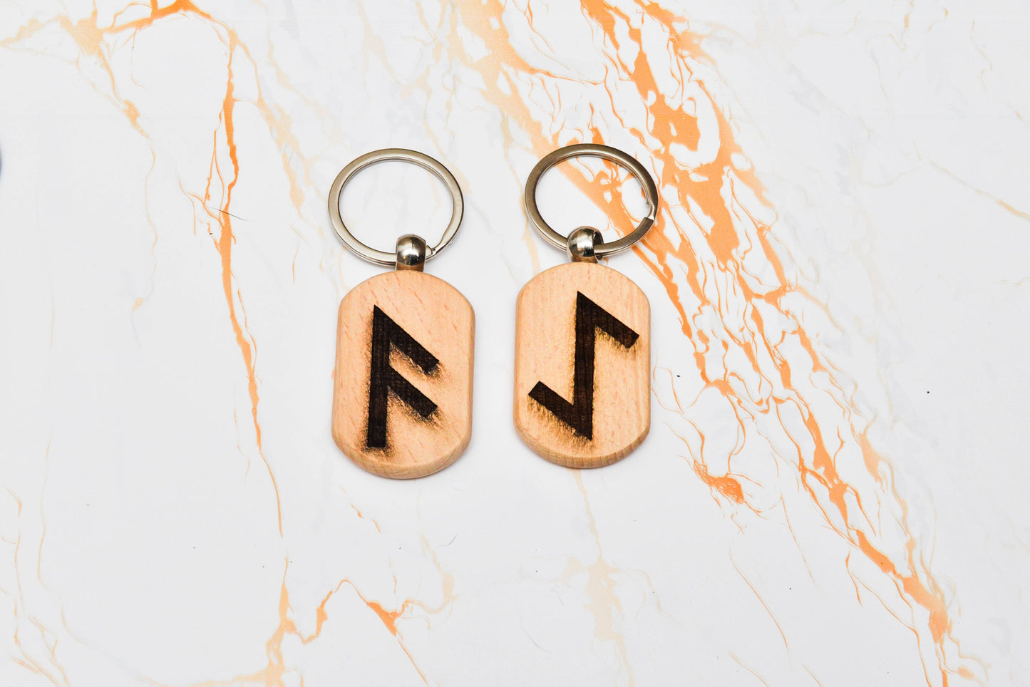 Engraved Viking Rune Keyring – Wooden Norse Letter Keepsake – Unique Pagan Gift Idea