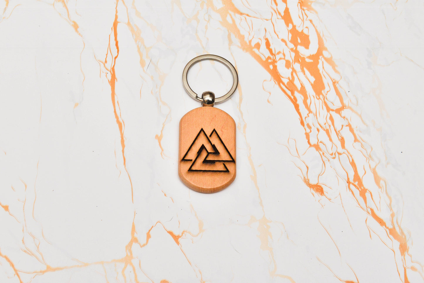 Engraved Viking Keyring – Wooden Norse Symbol Custom Keychain