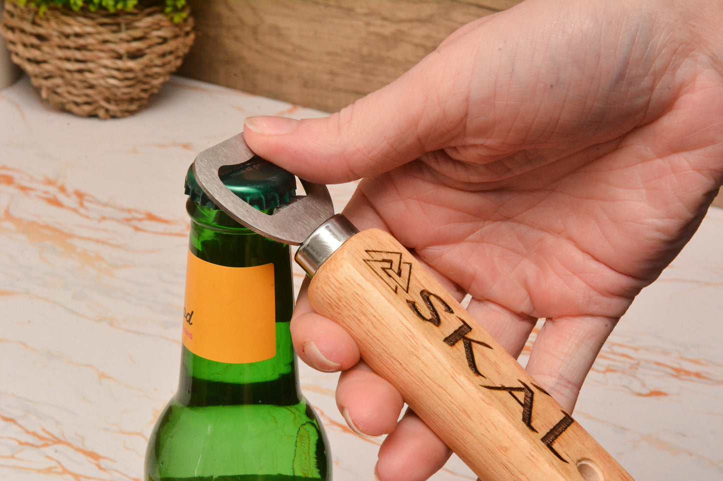 Viking Wooden Bottle Opener, Norse inspired bottle opener gift. Housewarming Gift, Viking gift. Beer opener