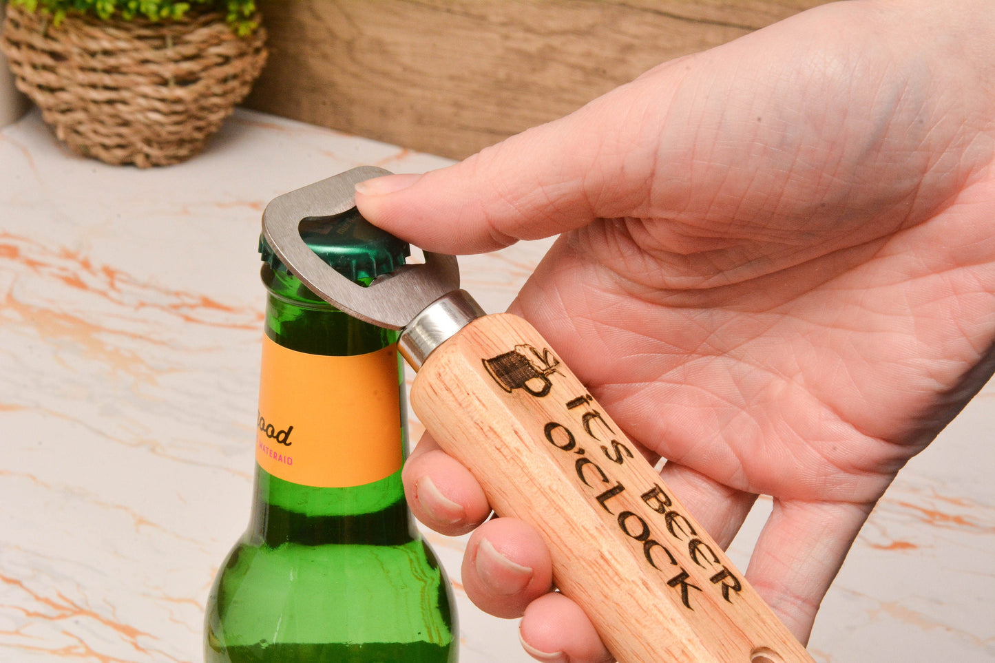 Funny Wooden Bottle Opener – Quirky Joke Gift for Dad, Beer Lover, or Housewarming – Custom Engraved Beer Opener