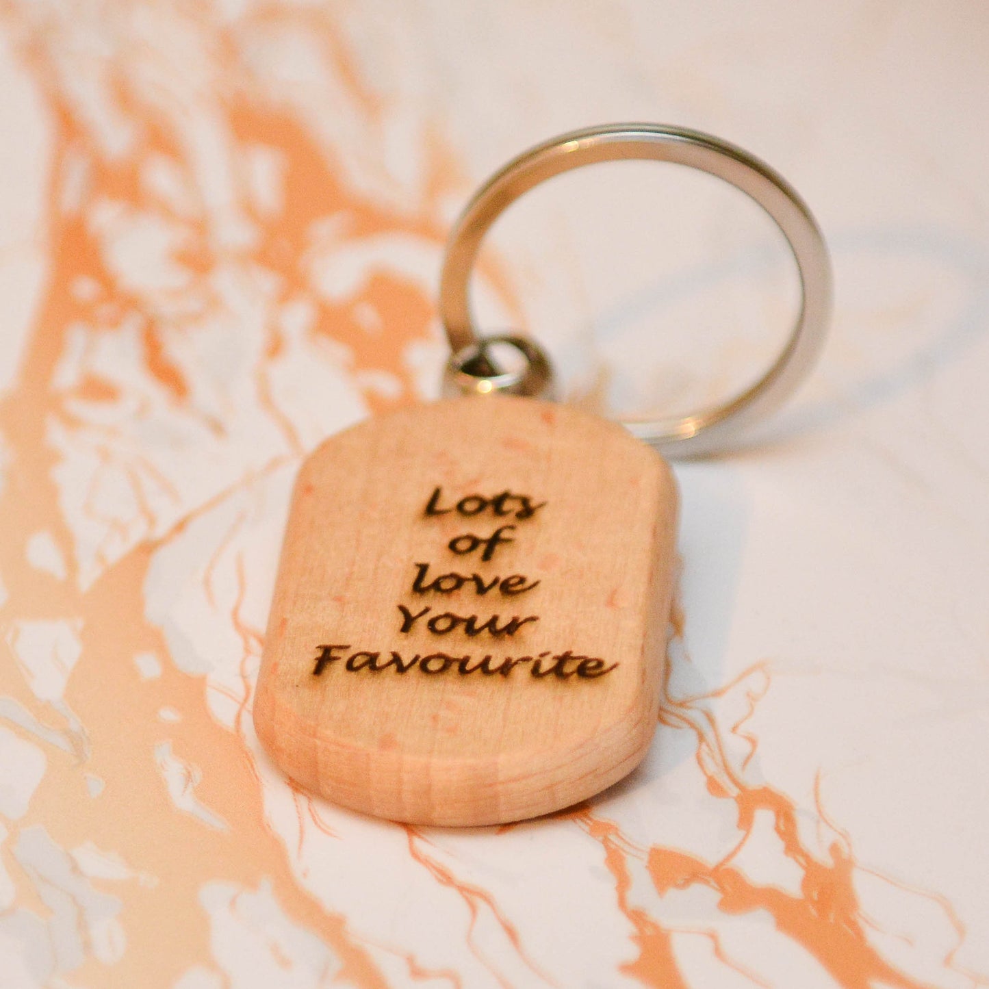 Personalised Wooden Father’s Day Keyring – Small Gift from Kids to Dad, Laser Engraved Wooden Keychain