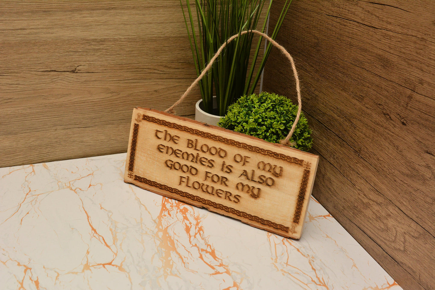 Viking Garden Sign – Norse Hanging Shed Decor for Dad or Pagan Gardene