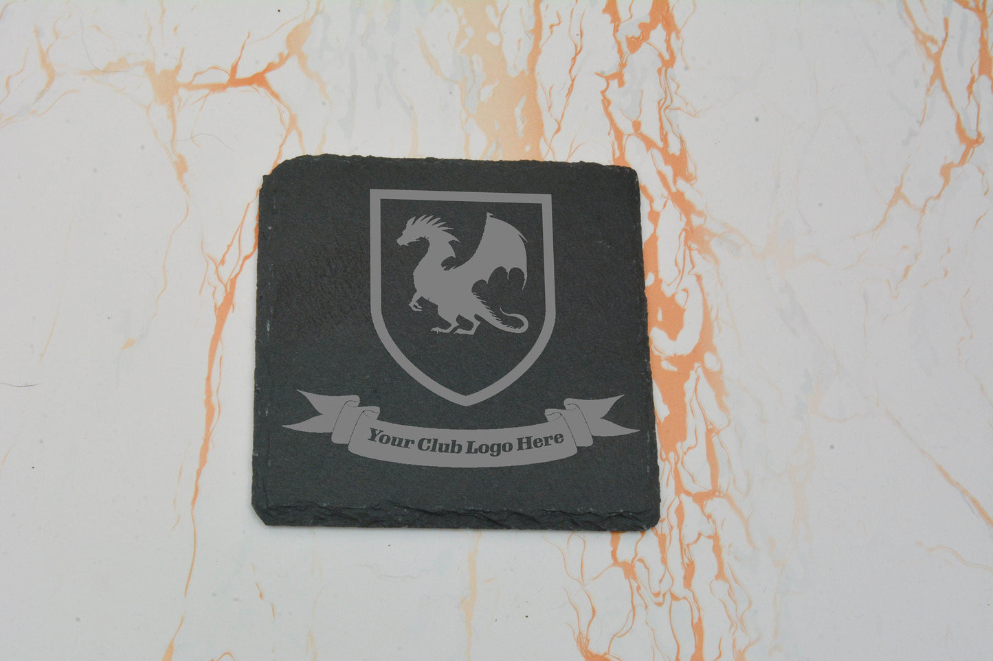 Personalised Slate Coaster with Custom Club Logo – Laser Engraved Group, Clan, or Community Design – Custom Gift or Merch Idea