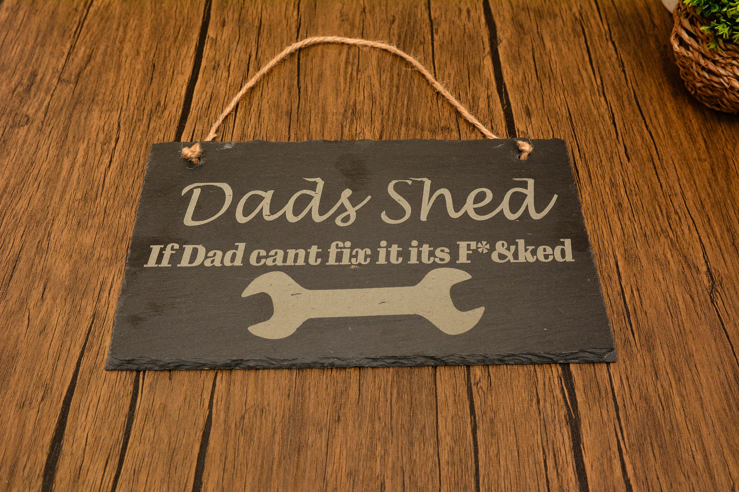 Rustic Funny Slate Father’s Day Sign – Humorous Dad Shed Gift – Wall Hanging Decoration for Him