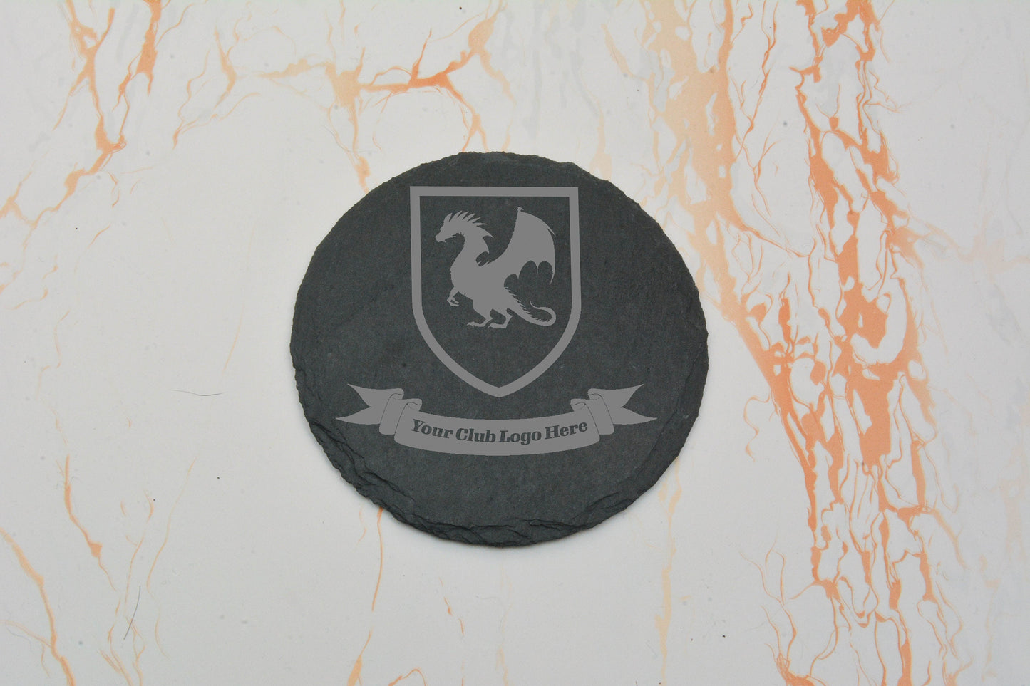 Personalised Slate Coaster with Custom Club Logo – Laser Engraved Group, Clan, or Community Design – Custom Gift or Merch Idea
