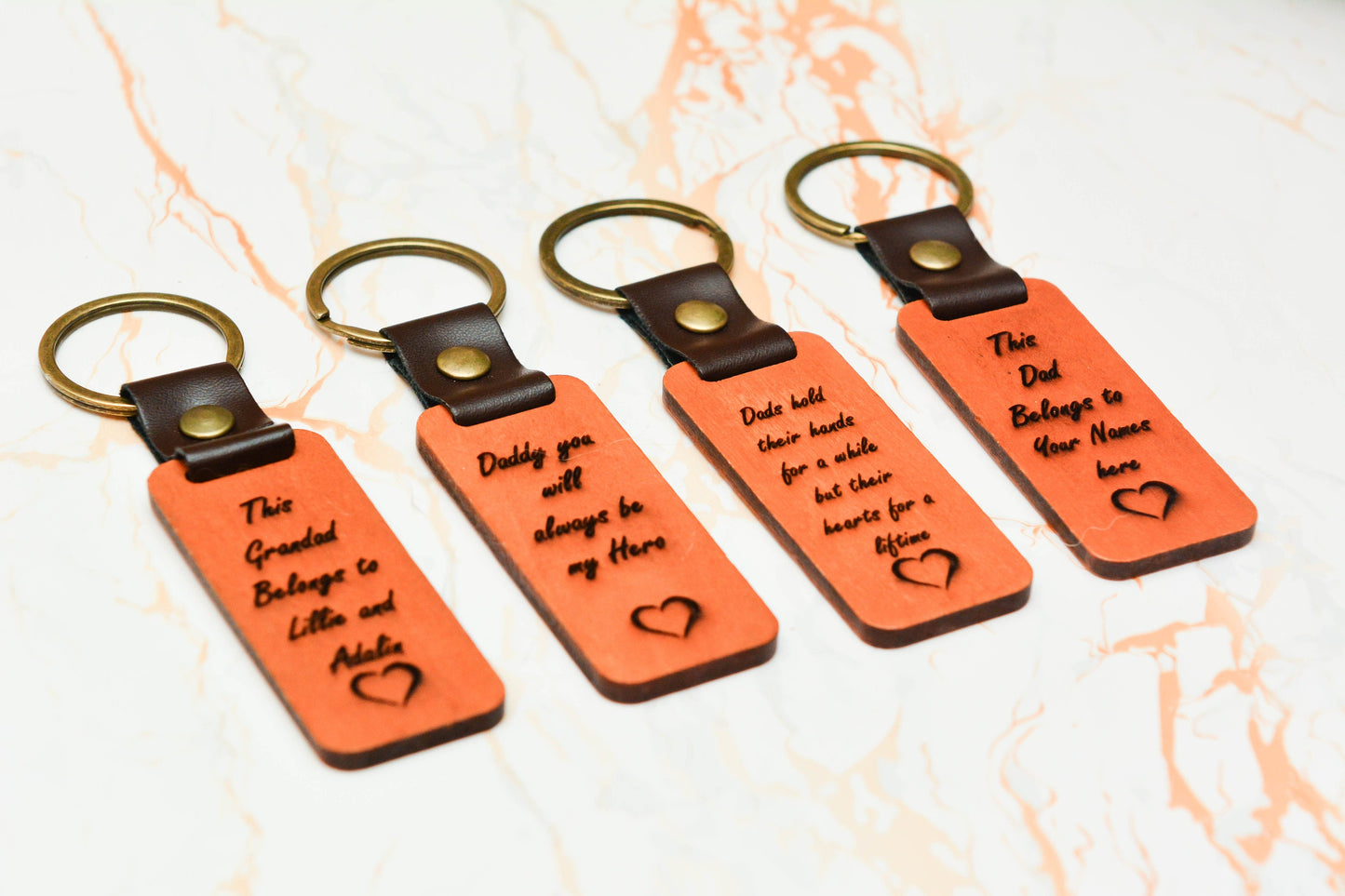 Personalised Wooden Keyring – Custom Father’s Day Gift for Dad, Grandad, or Stepdad, Engraved Keepsake Present for Him