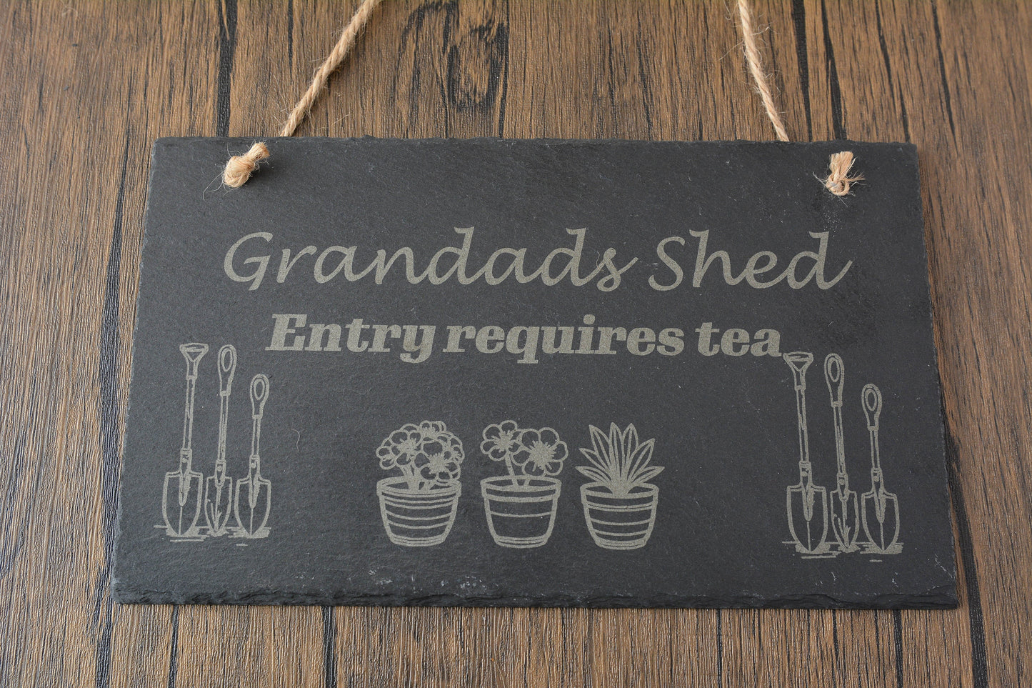 Funny Grandad’s Shed Slate Wall Sign – Humorous Garden Gift, Rustic Hanging Plaque for Grandad