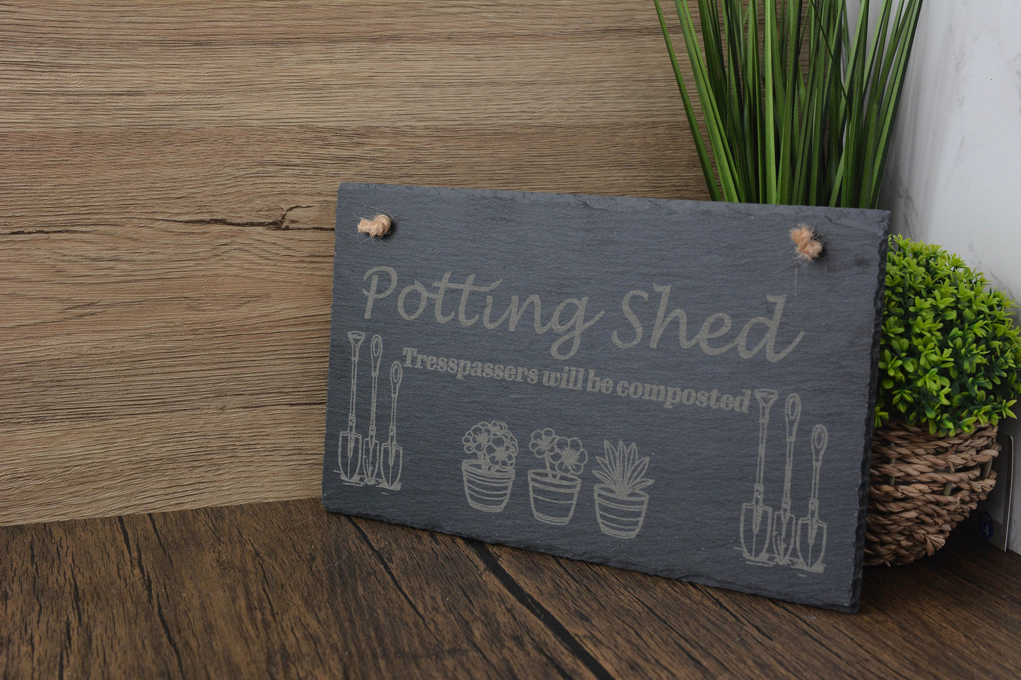 Funny Slate Garden Shed Wall Hanging Sign – Rustic Outdoor Plaque – Humorous Gift for Gardeners & Allotment Lovers