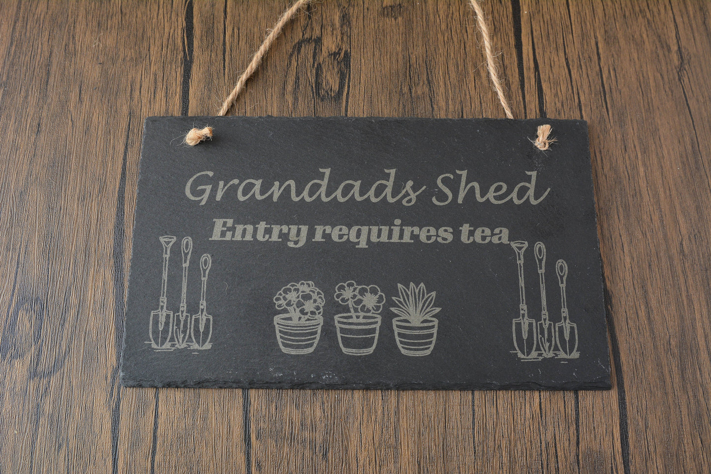 Funny Grandad’s Shed Slate Wall Sign – Humorous Garden Gift, Rustic Hanging Plaque for Grandad
