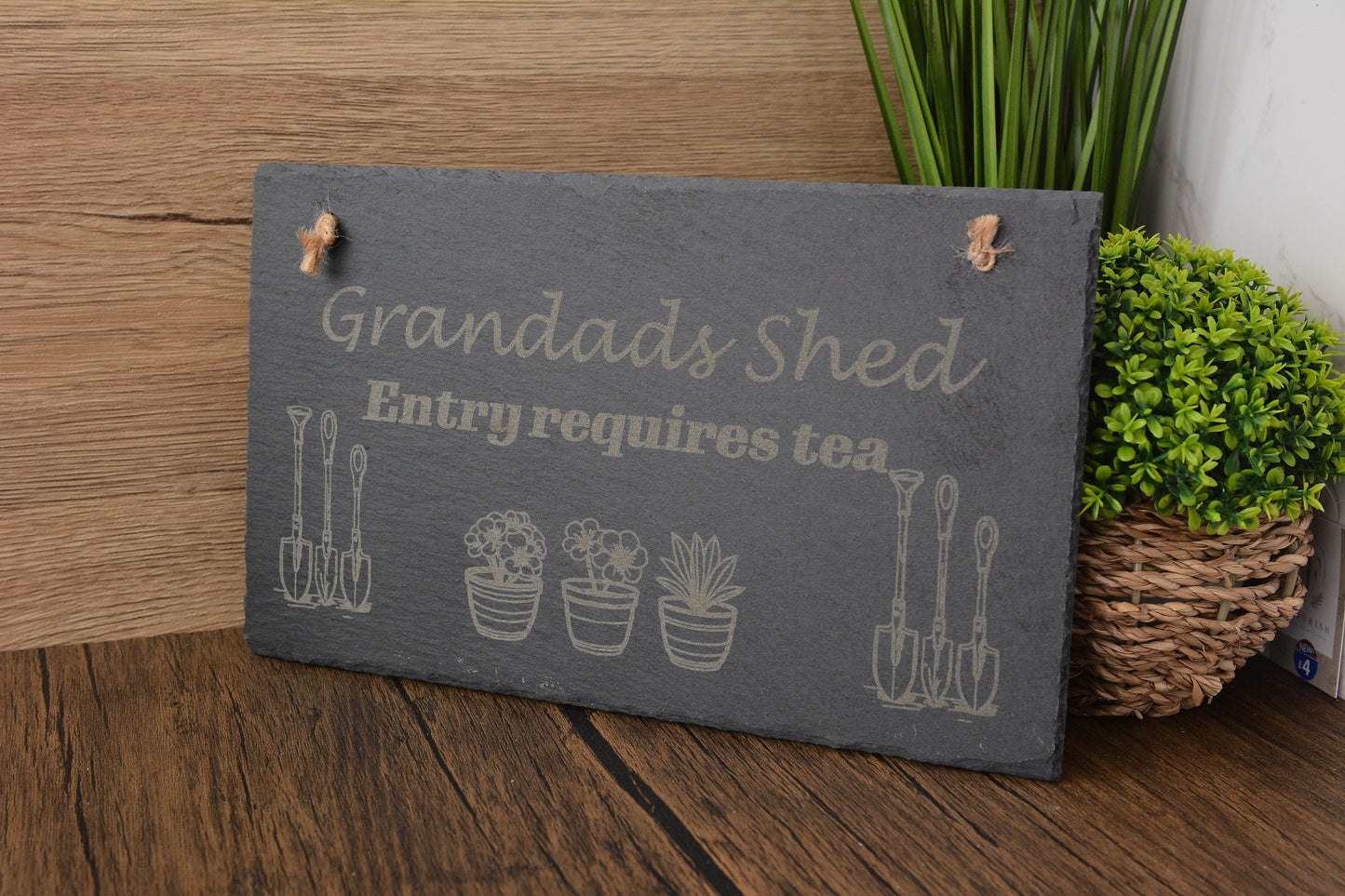 Funny Grandad’s Shed Slate Wall Sign – Humorous Garden Gift, Rustic Hanging Plaque for Grandad