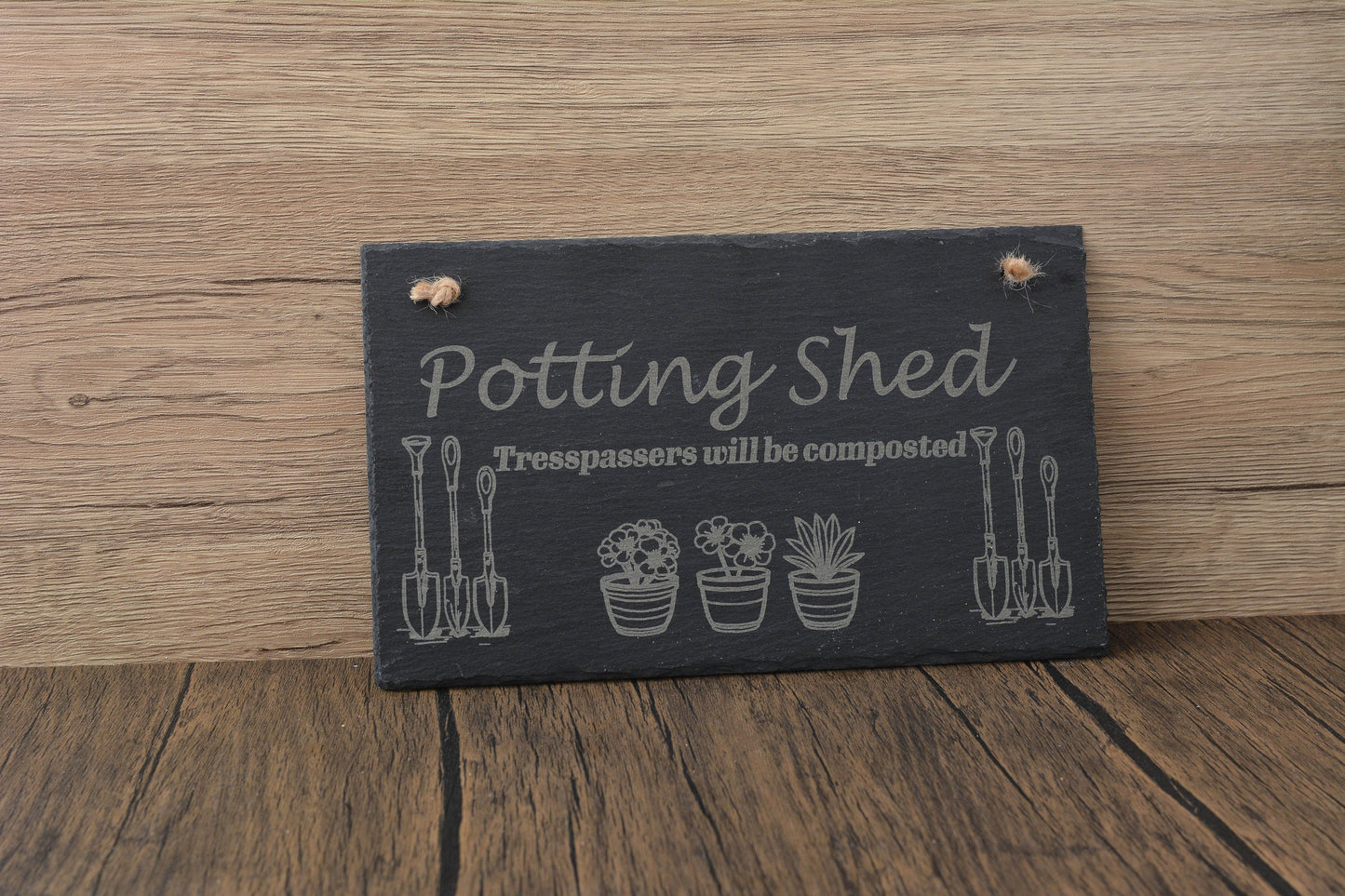 Funny Slate Garden Shed Wall Hanging Sign – Rustic Outdoor Plaque – Humorous Gift for Gardeners & Allotment Lovers