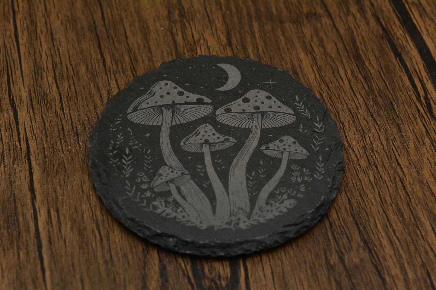 Enchanted Forest Mushrooms Slate Coasters, Rustic Natural Stone Coaster, Home Decor and Gifts