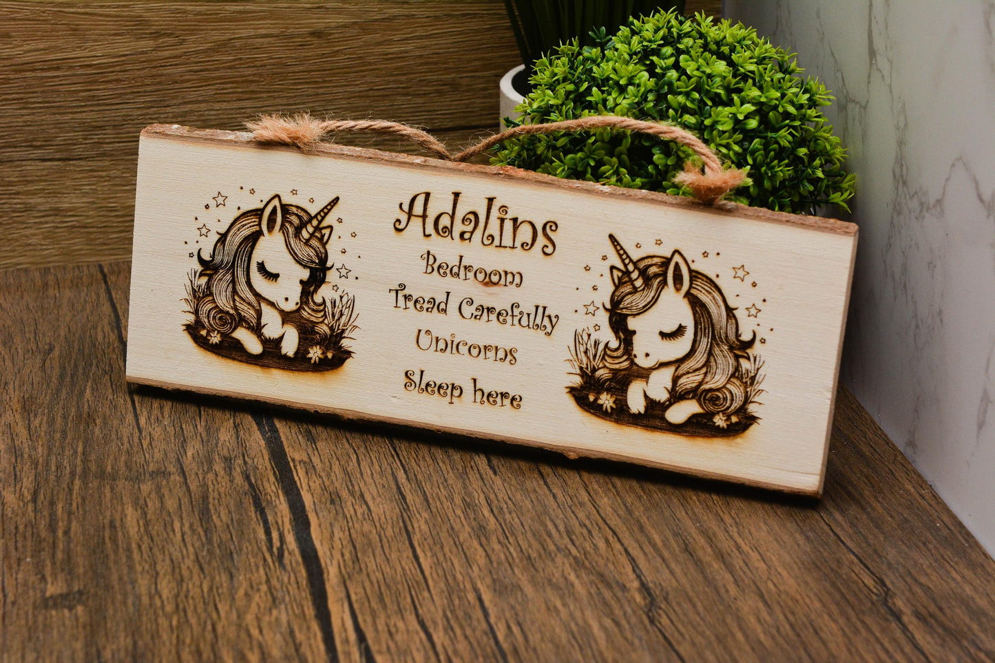 Personalised Kids Bedroom Door Sign – Custom Engraved Wooden Plaque with Unicorn, Space & More Themes – Fun Room Decor Gift for Children