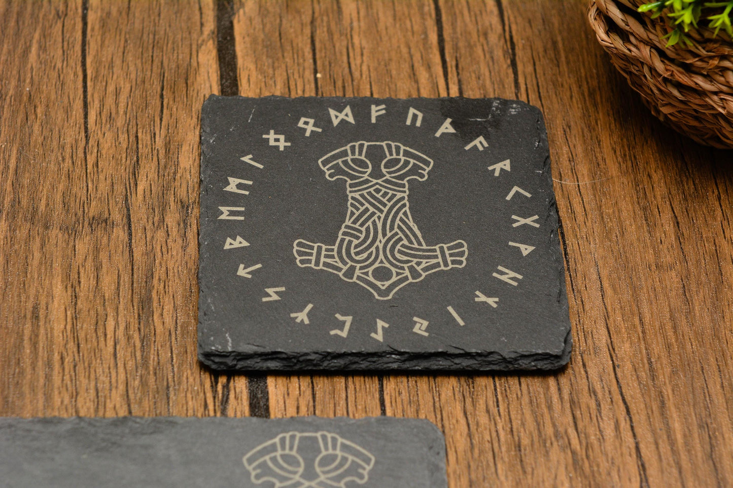 Viking Slate Dining placemat and coaster set. Slate Dinnerware set, Custom Norse Coaster Set, Dinner tablemat. viking gift Housewarming Gift
