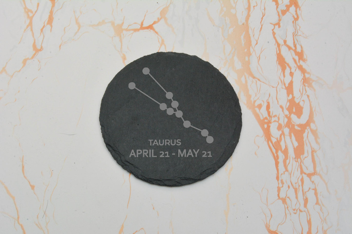 Celestial Zodiac Slate Coaster – Star Sign Engraved Astrology Gift – Mystical Horoscope Decor for Spiritual Souls