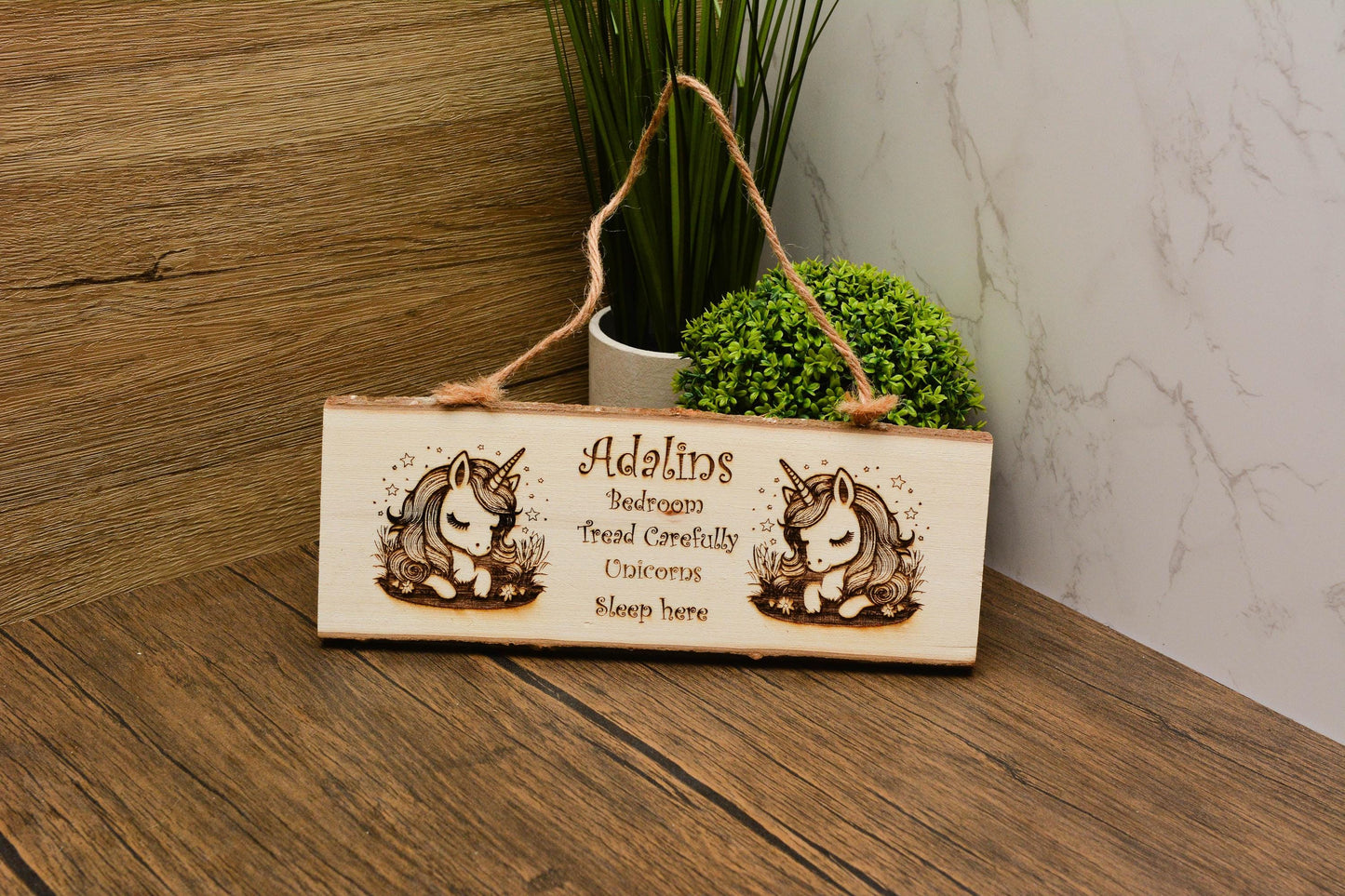 Personalised Kids Bedroom Door Sign – Custom Engraved Wooden Plaque with Unicorn, Space & More Themes – Fun Room Decor Gift for Children