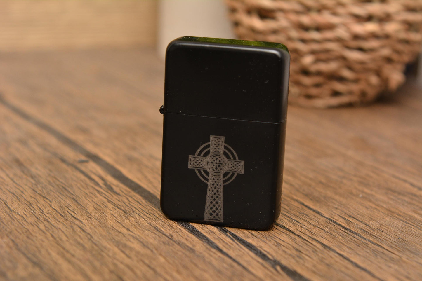 Gothic Witch Symbol Refillable Lighter – Engraved Black Metal Altar Tool, Wiccan Gift, Whimsical Pagan Decor, Whimsy Present for Her