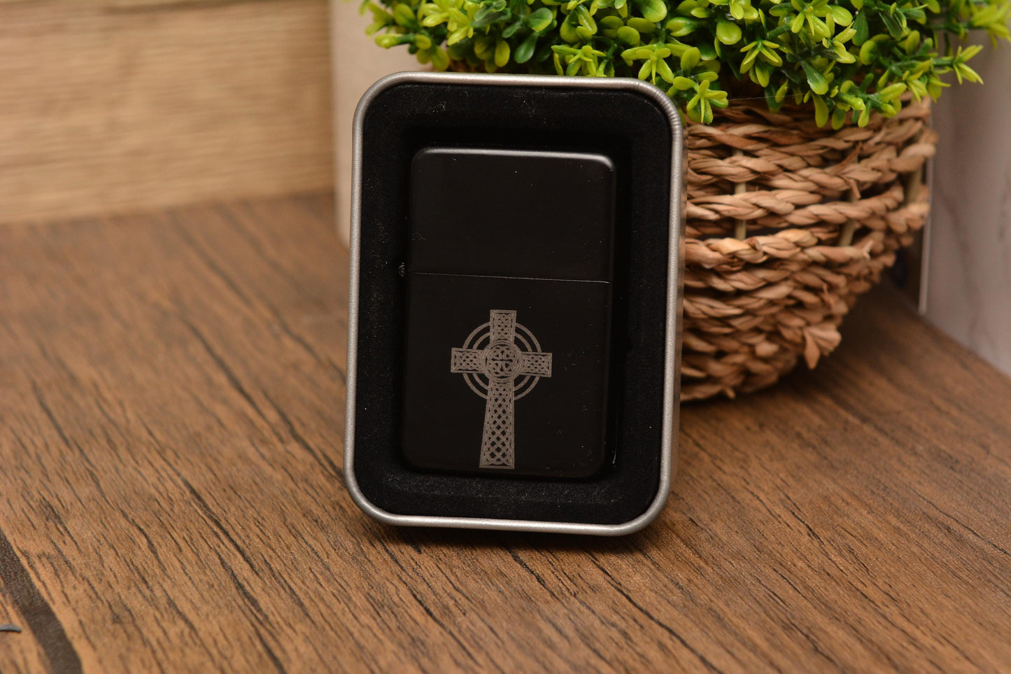 Gothic Witch Symbol Refillable Lighter – Engraved Black Metal Altar Tool, Wiccan Gift, Whimsical Pagan Decor, Whimsy Present for Her