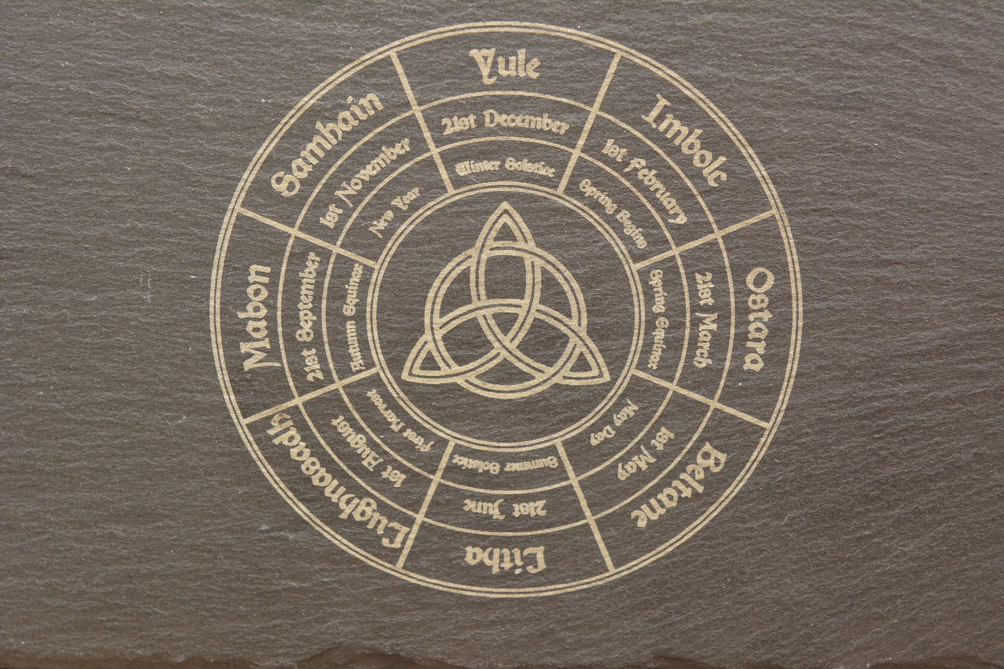 Wheel of the Year Slate Wall Sign – Wiccan Calendar, Pagan Sabbat Decor, Rustic Witchy Hanging Sign for Yule, Solstices, and Sabbats