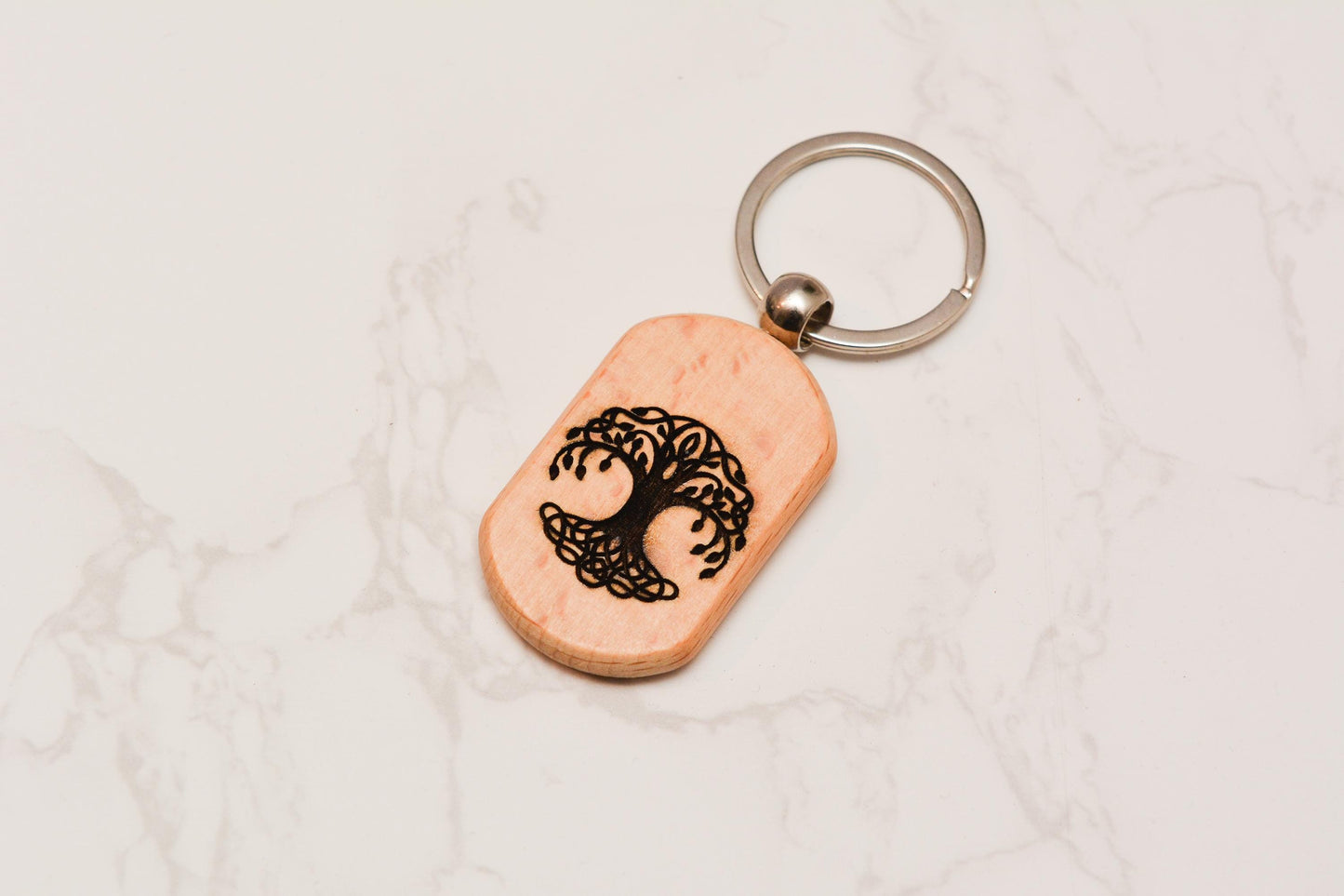 Engraved Viking Keyring – Wooden Norse Symbol Custom Keychain