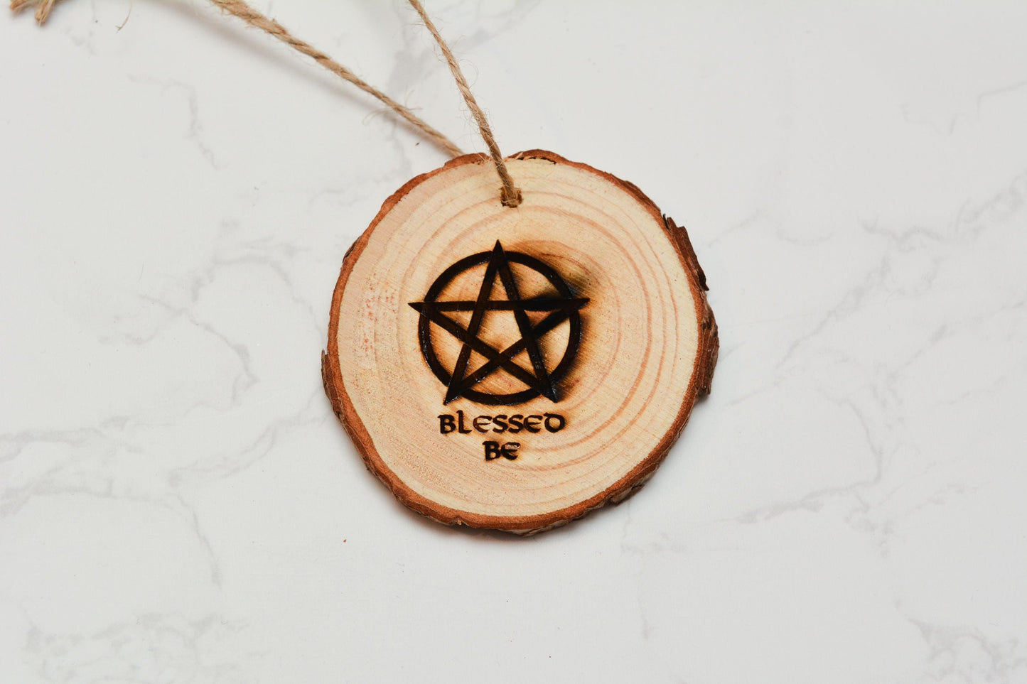 Yule Tree Decorations – Pagan Winter Solstice Hanging Baubles – Natural Wooden Ornaments – Wiccan Witch Decor – Pagan Christmas Decoration