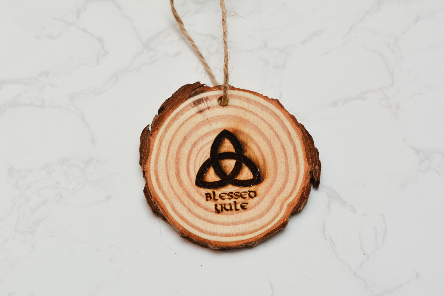 Yule Tree Decorations – Pagan Winter Solstice Hanging Baubles – Natural Wooden Ornaments – Wiccan Witch Decor – Pagan Christmas Decoration