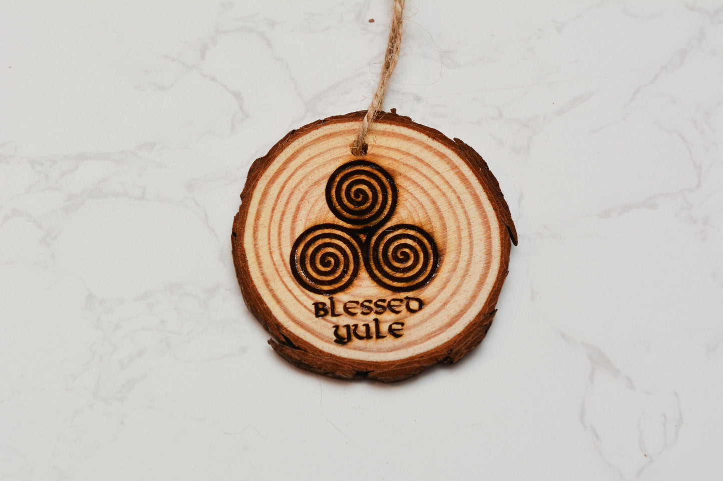 Yule Tree Decorations – Pagan Winter Solstice Hanging Baubles – Natural Wooden Ornaments – Wiccan Witch Decor – Pagan Christmas Decoration