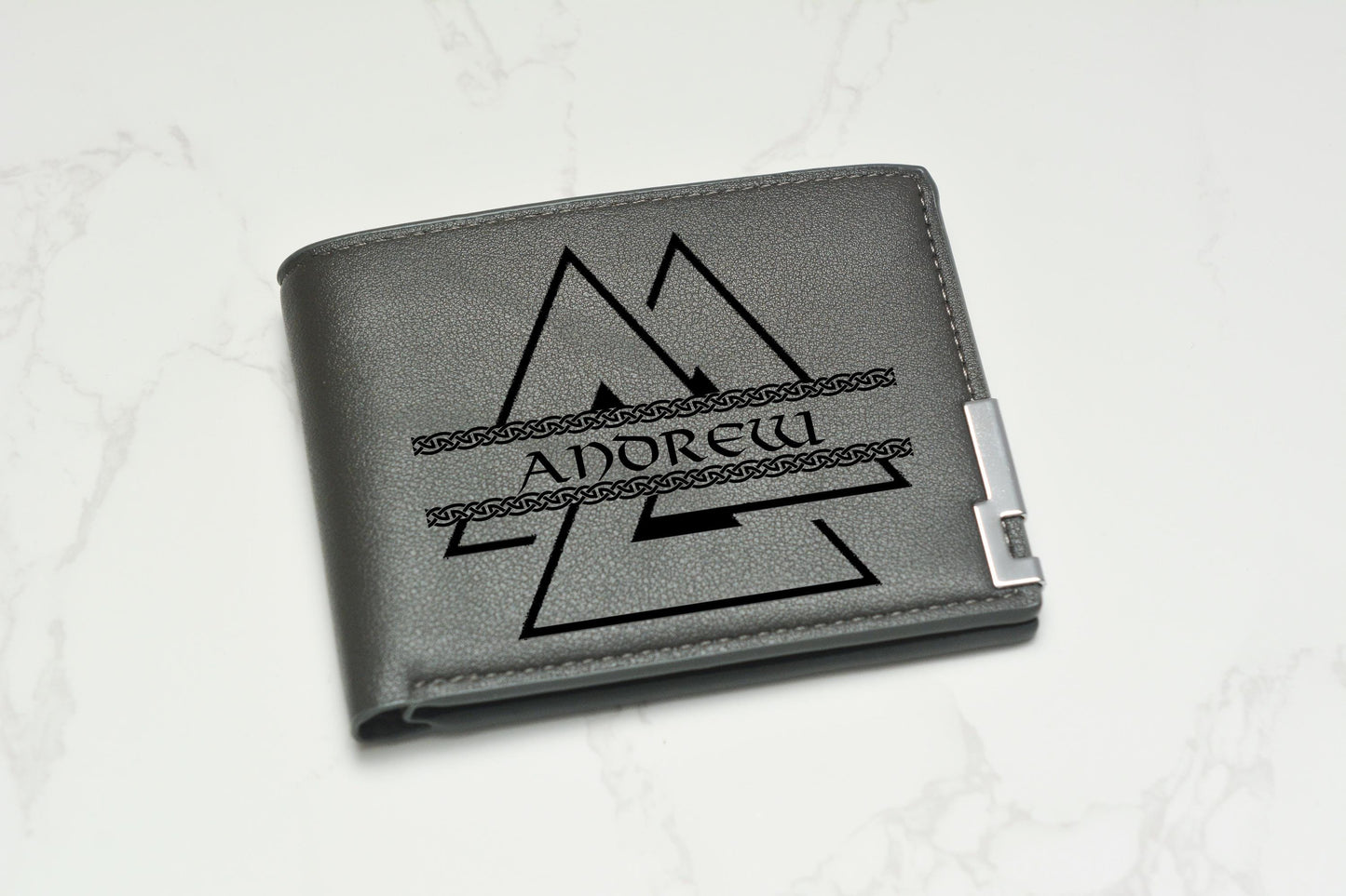 Personalised Norse Viking Wallet PU Leather, Norse Mythology Gift, Slim wallet, Gift for men. Vegan Friendly.