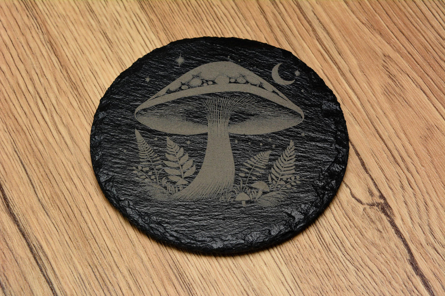 Enchanted Forest Mushrooms Slate Coasters, Rustic Natural Stone Coaster, Home Decor and Gifts