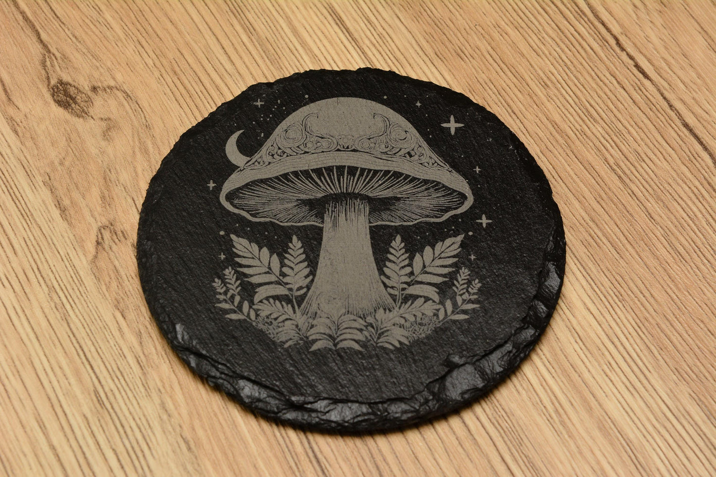Enchanted Forest Mushrooms Slate Coasters, Rustic Natural Stone Coaster, Home Decor and Gifts