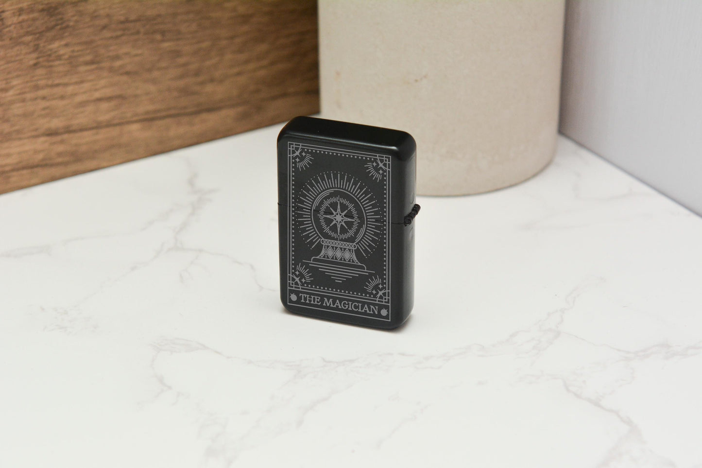 Tarot Card Engraved Lighter – Gothic Witchy Gift | Refillable Petrol Lighter in Gift Tin | The Lovers, Death, Magician & More