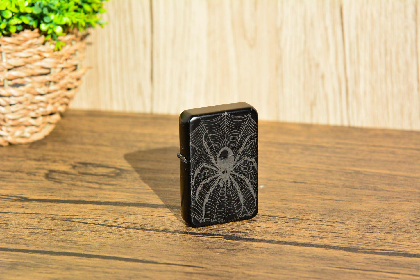 WhimsyGoth Spider Web Flip Lighter – Refillable Gothic Petrol Lighter, Laser Engraved Stainless Steel Gift, Witchy Whimsical Decor