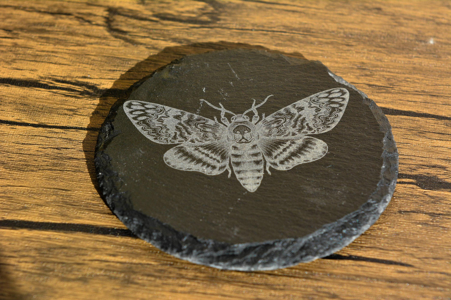 Death’s Head Hawkmoth Slate Coaster – Gothic Nature Decor for Moth Lovers & Witches