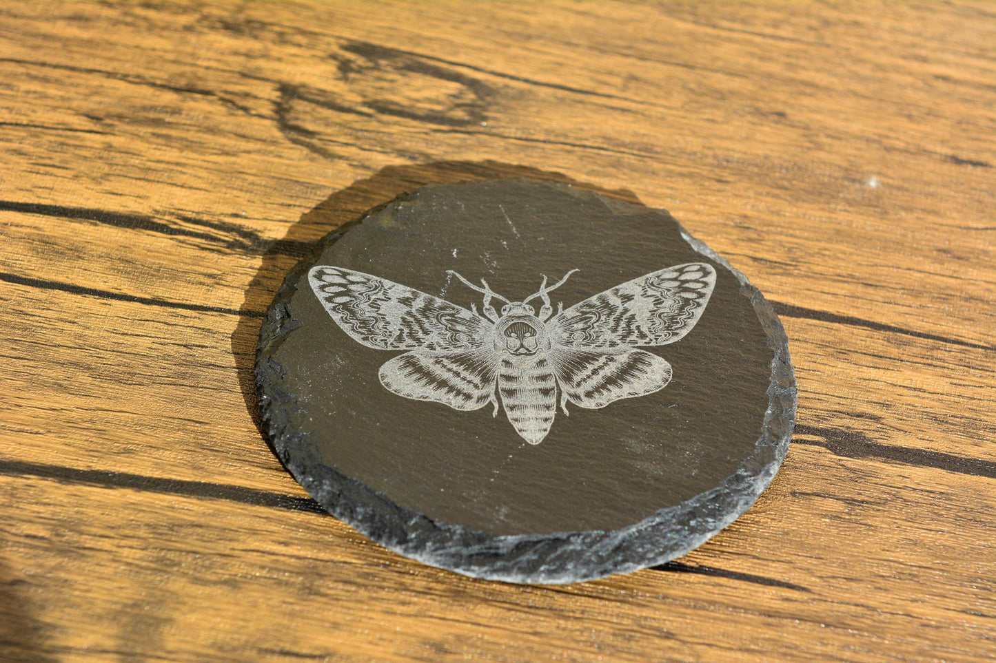 Death’s Head Hawkmoth Slate Coaster – Gothic Nature Decor for Moth Lovers & Witches