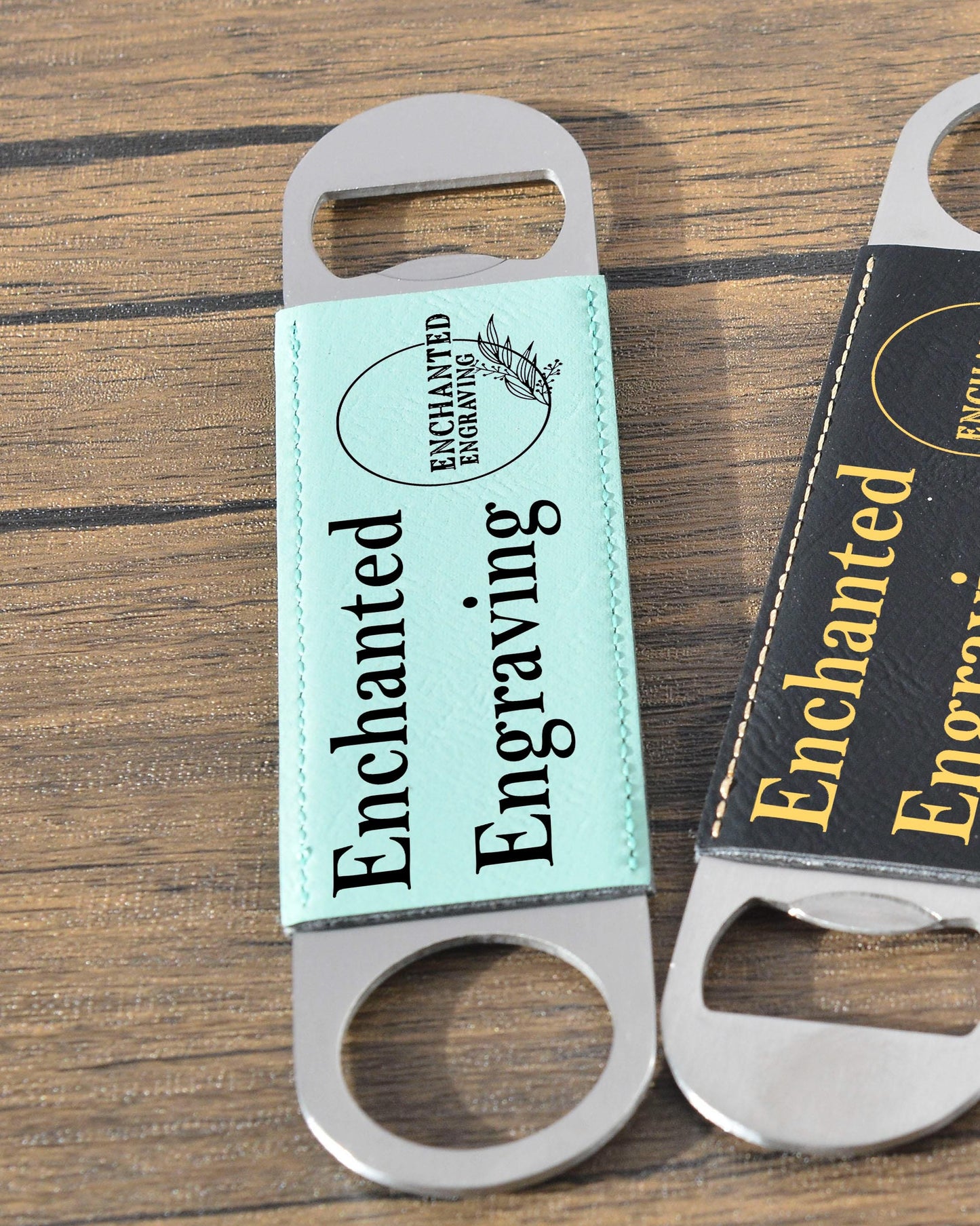 Custom Leatherette Bottle Opener – Personalised Bar Blade with Logo or Text – Groomsmen Gift, Pub Tool, Team or Business Branding
