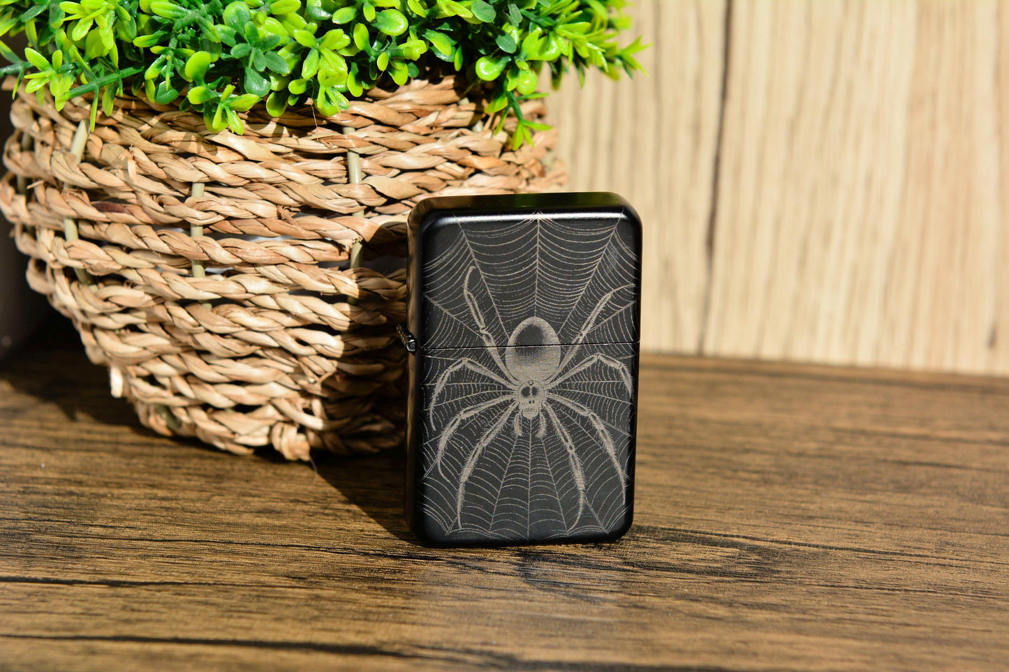 WhimsyGoth Spider Web Flip Lighter – Refillable Gothic Petrol Lighter, Laser Engraved Stainless Steel Gift, Witchy Whimsical Decor