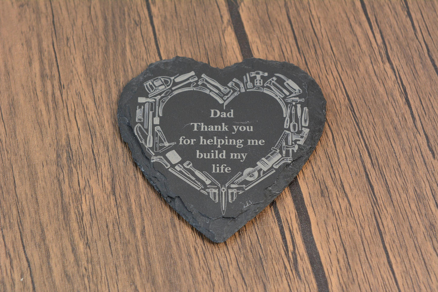 Funny Father’s Day Slate Coasters – Laser Engraved Dad Quote Gift – Rustic Home Bar Decor for Him