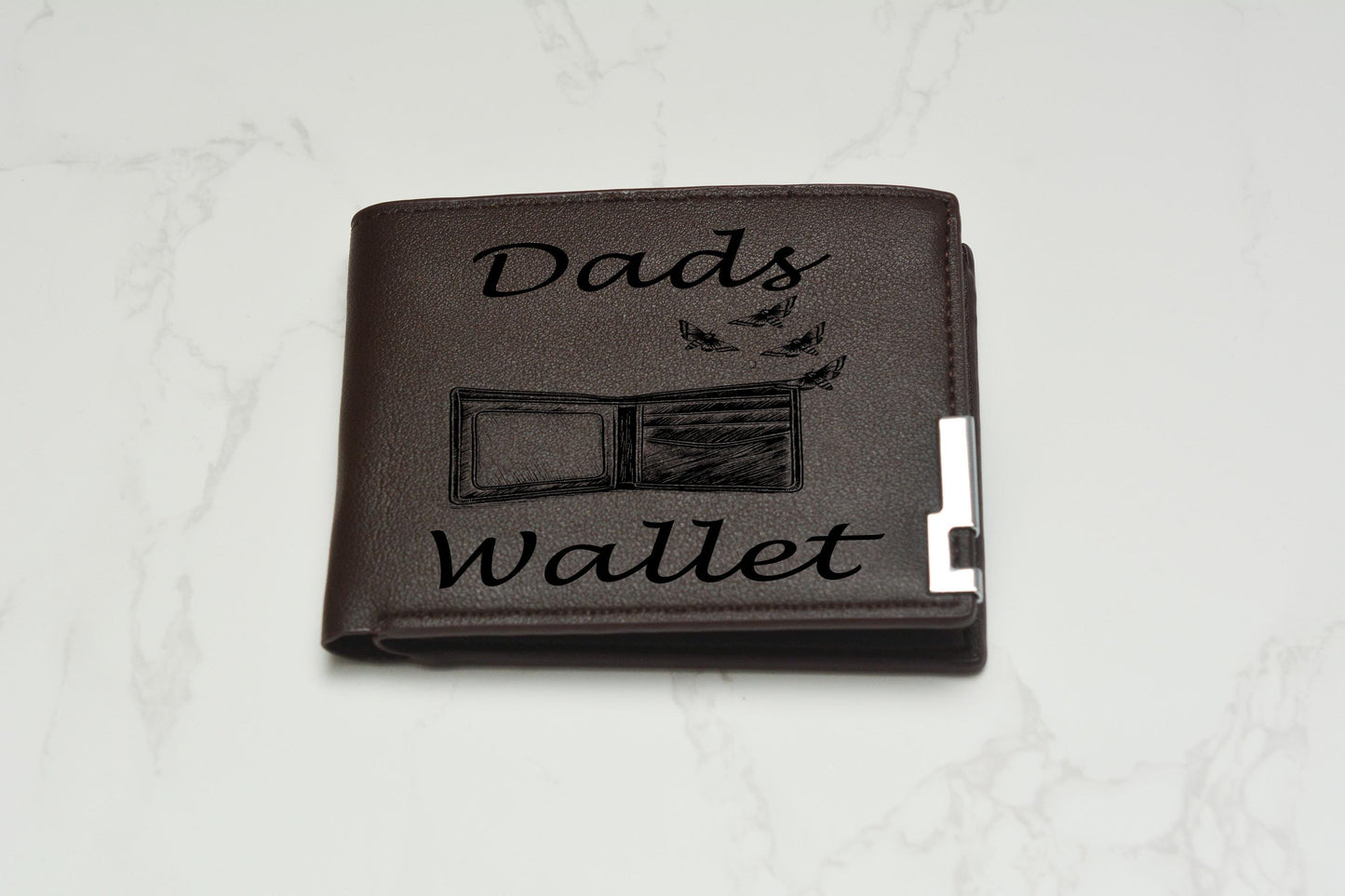 Engraved Funny Dad Wallet – “Dad’s Wallet” PU Leather Slim Wallet – Father’s Day Gift from Kids – Practical & Humorous Gift for Him