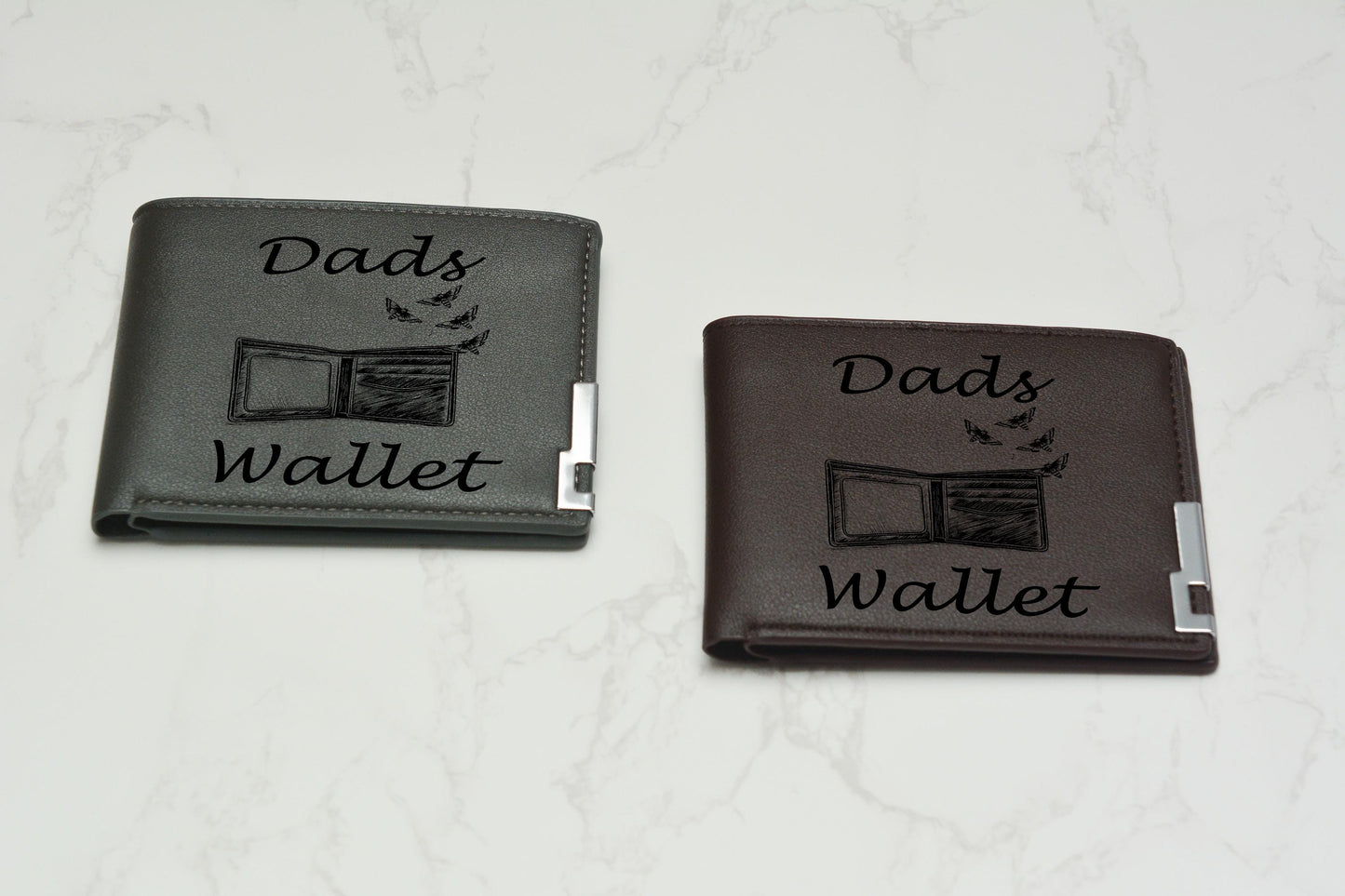 Engraved Funny Dad Wallet – “Dad’s Wallet” PU Leather Slim Wallet – Father’s Day Gift from Kids – Practical & Humorous Gift for Him