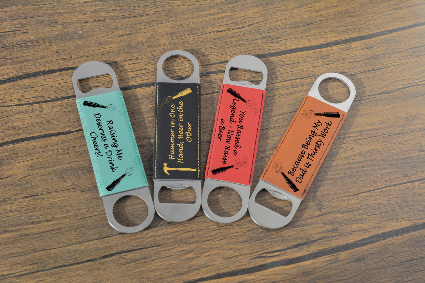 Father’s Day Bottle Opener – “Love You Loads Dad” Funny Bar Blade Gift – Leatherette & Stainless Steel, Gift from Son or Daughter