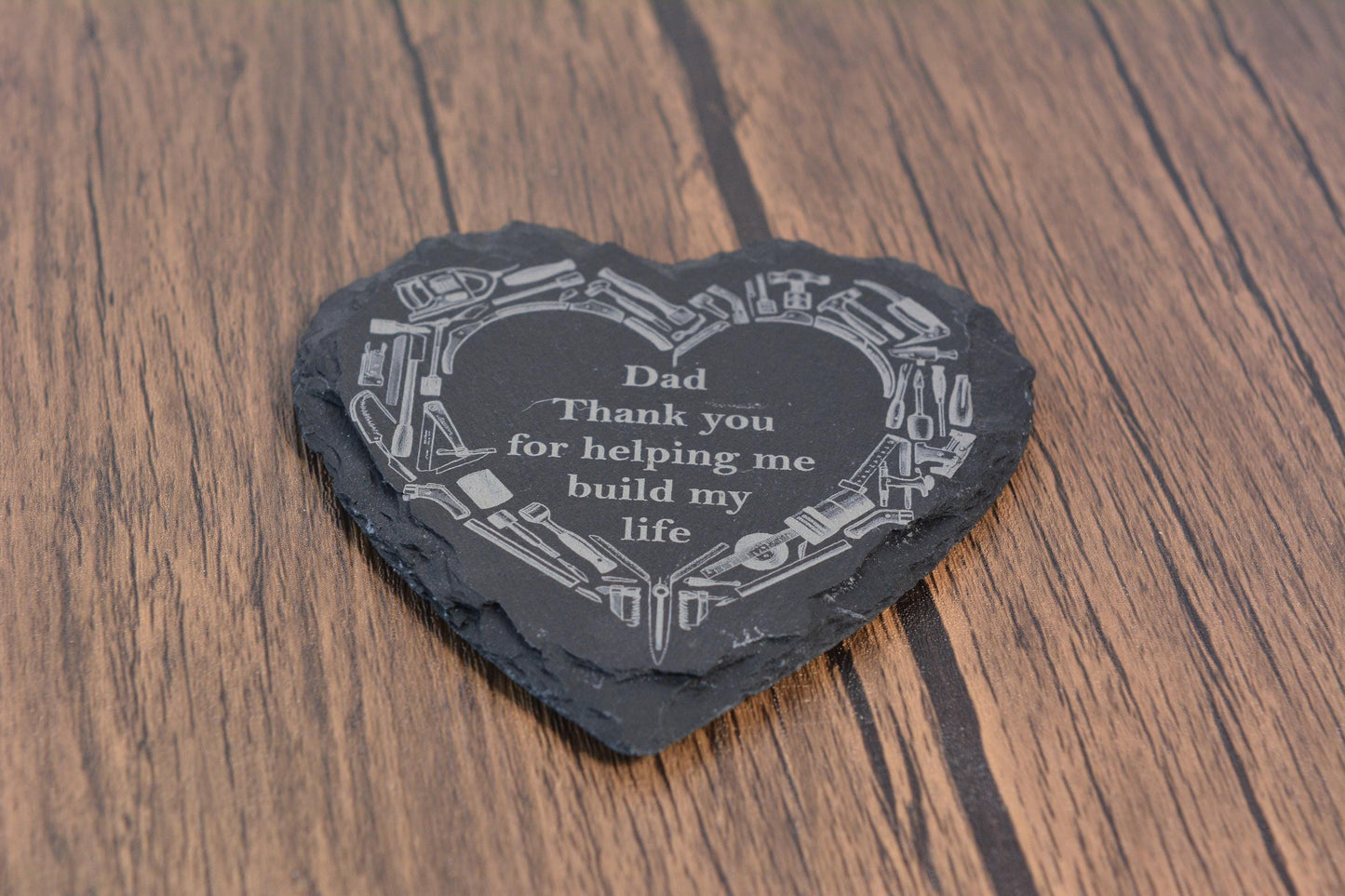 Funny Father’s Day Slate Coasters – Laser Engraved Dad Quote Gift – Rustic Home Bar Decor for Him