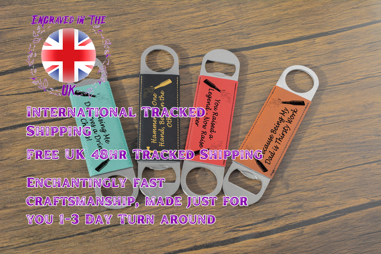 Father’s Day Bottle Opener – “Love You Loads Dad” Funny Bar Blade Gift – Leatherette & Stainless Steel, Gift from Son or Daughter