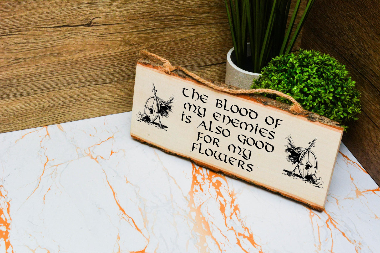 Viking Garden Sign – Norse Hanging Shed Decor for Dad or Pagan Gardene